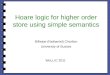 Hoare logic for higher order store using simple semantics Billiejoe (Nathaniel) Charlton University of Sussex WoLLIC 2011