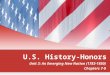 U.S. History-Honors Unit 3: An Emerging New Nation (1783-1850) Chapters 7-9