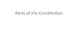 Parts of the Constitution. THE BASIC STRUCTURE The Constitution has 3 basic parts 1) Preamble: Explains the reason for the Constitution 2) Articles 1-7: