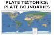 PLATE TECTONICS: PLATE BOUNDARIES. PLATE TECTONICS the surface of the Earth is made of rigid plates  Size and position of plates can change over time