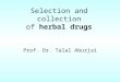 Selection and collection of herbal drugs Prof. Dr. Talal Aburjai