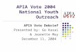 APIA Vote 2004 National Youth Outreach APIA Vote Debrief Presented by: Go Kasai & Jeanette Moy December 11, 2004