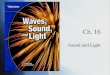 Ch. 16 Sound and Light. Sound  Sound wave: Caused by vibrations and carry energy through a medium