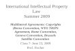 International Intellectual Property Law Summer 2009 Multilateral Agreements: Copyrights (Berne Convention, WTO TRIPS Agreement, Rome Convention, Geneva
