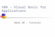 VBA – Visual Basic for Applications Week 20 - Tutorial