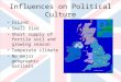 Influences on Political Culture Island Small Size Short supply of fertile soil and growing season Temperate climate No major geographic barriers