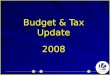 Budget & Tax Update 2008. 2 The morning ahead  2008 Budget  2007 Tax update  Taxation Laws Amendment Act 8 of 2007  Taxation Laws Second Amendment