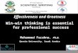 International 3 rd Scientific writing &Stereology workshop 8-12 April, 2014 Effectiveness and Greatness Win-win thinking is essential for professional