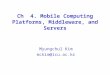 Ch 4. Mobile Computing Platforms, Middleware, and Servers Myungchul Kim mckim@icu.ac.kr