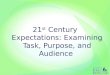 21 st Century Expectations: Examining Task, Purpose, and Audience