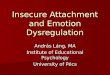 Insecure Attachment and Emotion Dysregulation András Láng, MA Institute of Educational Psychology University of Pécs