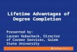 Lifetime Advantages of Degree Completion Presented by: Lauren Hubacheck, Director of Career Services, Salem State University