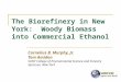 The Biorefinery in New York: Woody Biomass into Commercial Ethanol Cornelius B. Murphy, Jr. Tom Amidon SUNY College of Environmental Science and Forestry