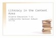 Literacy in the Content Area Science Education 7-12 Lyndonville Central School Cover Page