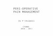 PERI-OPERATIVE PAIN MANAGEMENT Dr P Chalmers CP4004 2010 - 2011