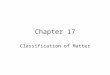 Chapter 17 Classification of Matter. Section 1: Composition of Matter