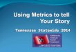 Tennessee Statewide 2014 Agenda  All about Memphis  What are metrics?  Why measure what we do?  Developing metrics/KPI’s  Standard metrics  Presenting