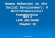 Late Adulthood Human Behavior in the Social Environment: A Multidimensional Perspective Unit 9 LATE ADULTHOOD Chapter 12