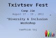 Txivtsev Fest Camp Jim August 17 - 19, 2012 “Diversity & Inclusion” Workshop VamPhiab Vaj