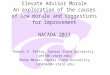 Elevate Advisor Morale An exploration of the causes of low morale and suggestions for improvement NACADA 2013 Robert F. Pettay, Kansas State University
