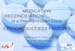 1 MEDICATION RECONCILIATION in a Pre-Admission Clinic CRITICAL SUCCESS FACTORS Cynthia Turner, B. Pharm, R.Ph. Medication Reconciliation Pharmacist Vancouver