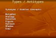 11 Types / Antitypes Types / Antitypes Synonyms / Similar Concepts: MetaphorAnalogyParallelFigurePatternShadowCopy