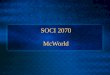 SOCI 2070 McWorld. Today’s Class 1. Defining McDonaldization 2. Origins of McDonaldization 3. Principles of McDonaldization 4. McDonaldization Beyond