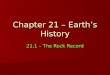 Chapter 21 – Earth ’ s History 21.1 – The Rock Record