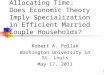 111 Allocating Time: Does Economic Theory Imply Specialization in Efficient Married Couple Households? Robert A. Pollak Washington University in St. Louis