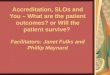 Accreditation, SLOs and You – What are the patient outcomes? or Will the patient survive? Facilitators: Janet Fulks and Phillip Maynard