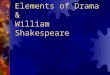 Elements of Drama & William Shakespeare Drama  Is intended to be acted out.  There are two types of dramas: Comedy & tragegy