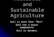 Soil Resources and Sustainable Agriculture Soil is more than ‘Dirt’ Soil has 4 major components Soil is dynamic