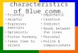 Characteristics of Blue comm. Friendly Helpful Expresses emotions Optimistic Foster harmony Takes time to relate Empathetic Creative Indirect Reads between