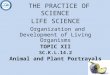 THE PRACTICE OF SCIENCE LIFE SCIENCE Organization and Development of Living Organisms TOPIC XII SC.K.L.14.2 Animal and Plant Portrayals
