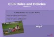 1 Club Rules and Policies Manual IV-1 Why? CAMP Rules vs. CLUB Rules How are they the same? How are they different?