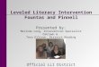 Leveled Literacy Intervention Fountas and Pinnell Presented by: Melinda Long, Intervention Specialist Oaklawn & Tera Ellison, District Reading Specialist