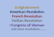 Enlightenment American Revolution French Revolution Haitian Revolution Congress of Vienna> Enlightenment American Revolution French Revolution Haitian