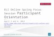 ELI Online Spring Focus Session Participant Orientation ….. April 3 and 4, 2013 