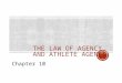 THE LAW OF AGENCY AND ATHLETE AGENTS Chapter 10.  FiduciaryFiduciary Relationship  PrincipalUndisclosed (Agent/Principal)  AgentDisclosed (Agent/Principal)