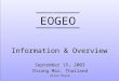 EOGEO Information & Overview September 15, 2003 Chiang Mai, Thailand Allan Doyle