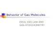 Behavior of Gas Molecules IDEAL GAS LAW AND GAS STOICHIOMETRY