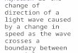 Refraction is the change of direction of a light wave caused by a change in speed as the wave crosses a boundary between materials