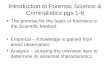 Introduction to Forensic Science & Criminalistics pgs 1-6 The premise for the basis of forensics is the Scientific Method. Empirical – Knowledge is gained