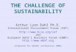THE CHALLENGE OF SUSTAINABILITY Arthur Lyon Dahl Ph.D. International Environment Forum (IEF)  and European Bahá'í Business Forum