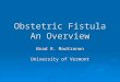 Obstetric Fistula An Overview Brad R. MacKinnon University of Vermont