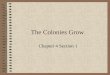 The Colonies Grow Chapter 4 Section 1. Colonies Grow Immigration was an important factor to the growth of the colonies. –Between 1607 and 1775, almost