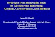 Hydrogen from Renewable Fuels by Autothermal Reforming: Alcohols, Carbohydrates, and Biodiesel Lanny D. Schmidt Department of Chemical Engineering and