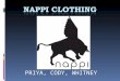PRIYA, CODY, WHITNEY. Danny NAPPI  Nappi Clothing was founded in 2005  Also the owner of Facade Boutique and Offside Apparel  It is located on 623