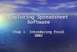 Exploring Spreadsheet Software Chap 1: Introducing Excel 2002