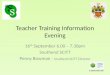 Teacher Training Information Evening 16 th September 6.00 – 7.30pm Southend SCITT Penny Bowman – Southend SCITT Director in partnership with
